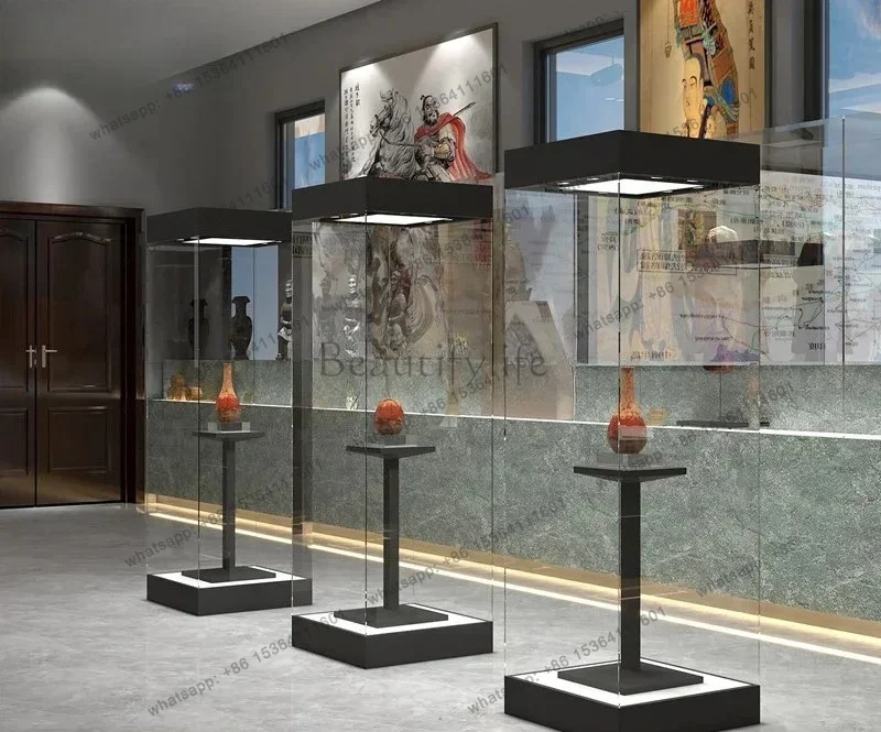 jj5 Museum glass display cabinet, paint exhibition cabinet, statue cultural relics, solid wood display cabinet