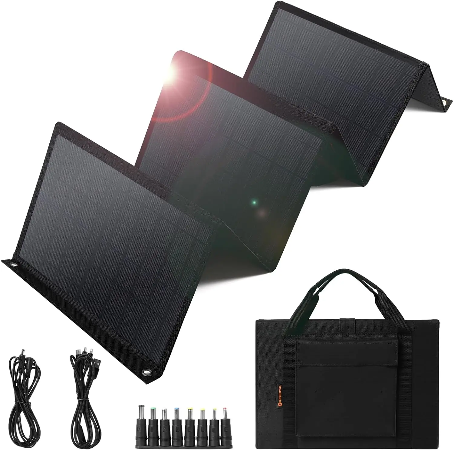 

Portable Solar Panel – 60W Foldable Solar Panels with 5V USB and 18V DC for Camping,Cell Phone,Tablet and 5-18V Devices – Compat