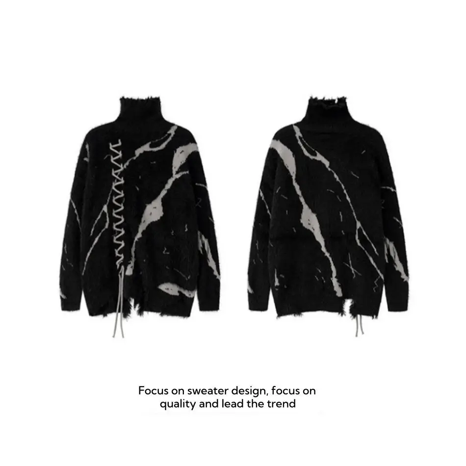 

Fur Collar Pullovers Anime Rabbit Mens Casual Business Office Work Mature Professional Adult Formal Simple Plain Solid-Color Top