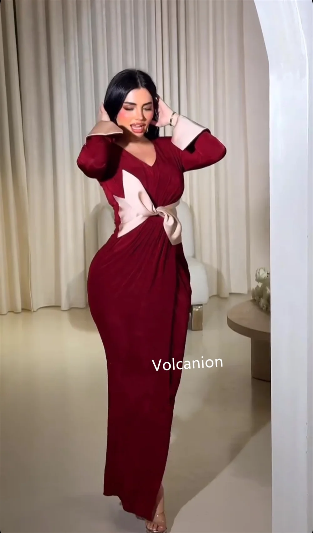 Индивидуальные велюровые платья миди с бантом и v-образным вырезом на заказ, коктейльные элегантные модные платья высокого качества