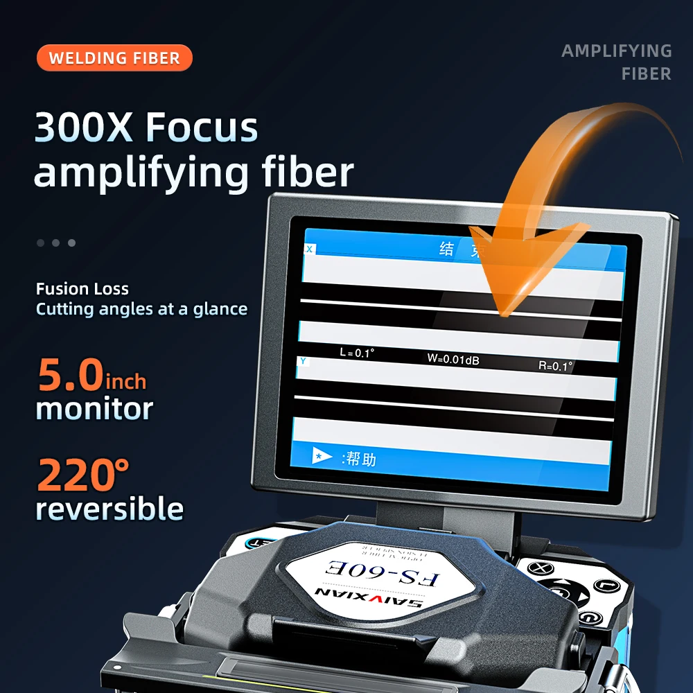 Imagem -03 - Saixian-optical Fiber Fusion Splicer Ftth Fibra Óptica Splicing Machine Kits de Ferramentas de Solda Rápida Fs60e Multi-idioma Novo Original