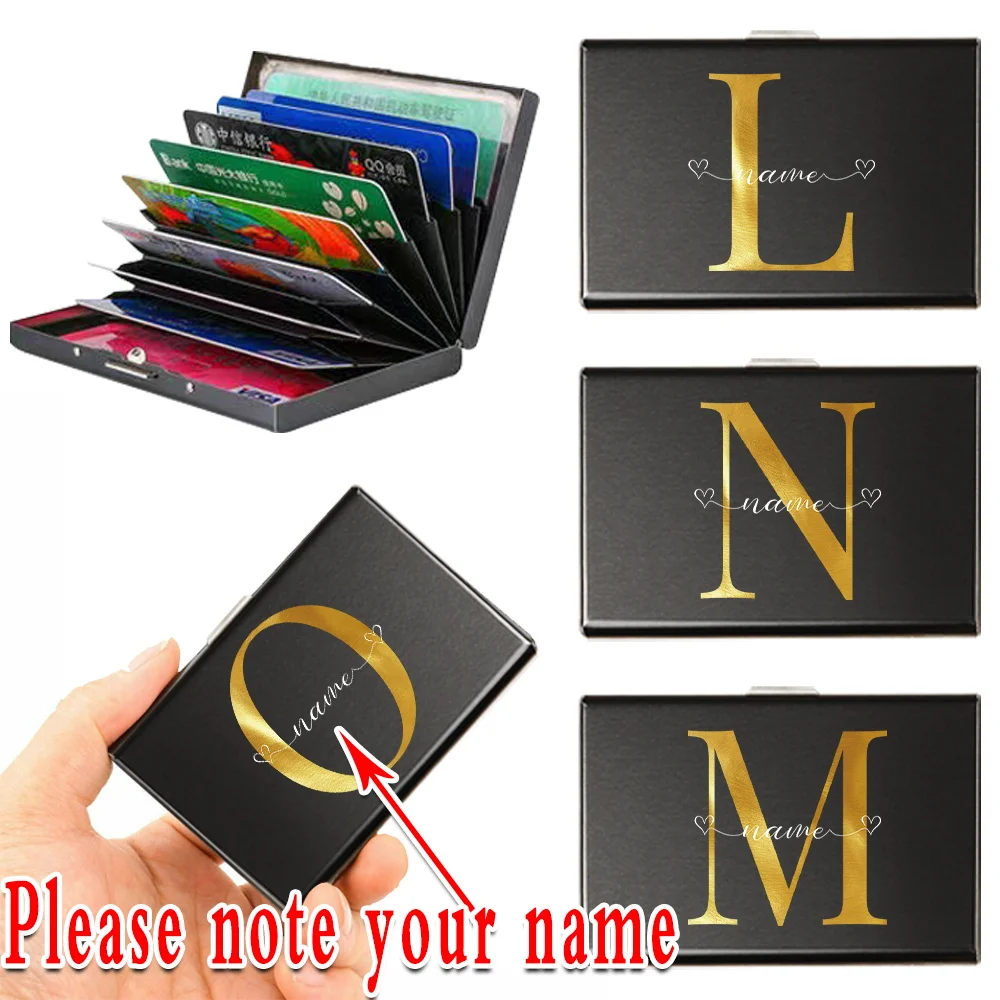 

Customize Free Name Credit Card Holder Men RFID Aluminum Metal Money Bag Anti-scan Card Holder Purses Thin ID Case Male Wallet