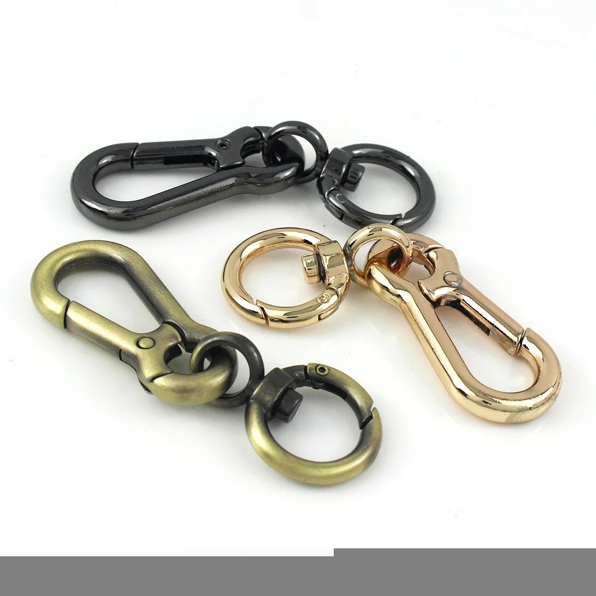 1x Metal Carabiner Swivel Eye Snap Hook Spring Gate Trigger Clasps Clips for Leather Craft Belt Strap Webbing Keychain Hooks