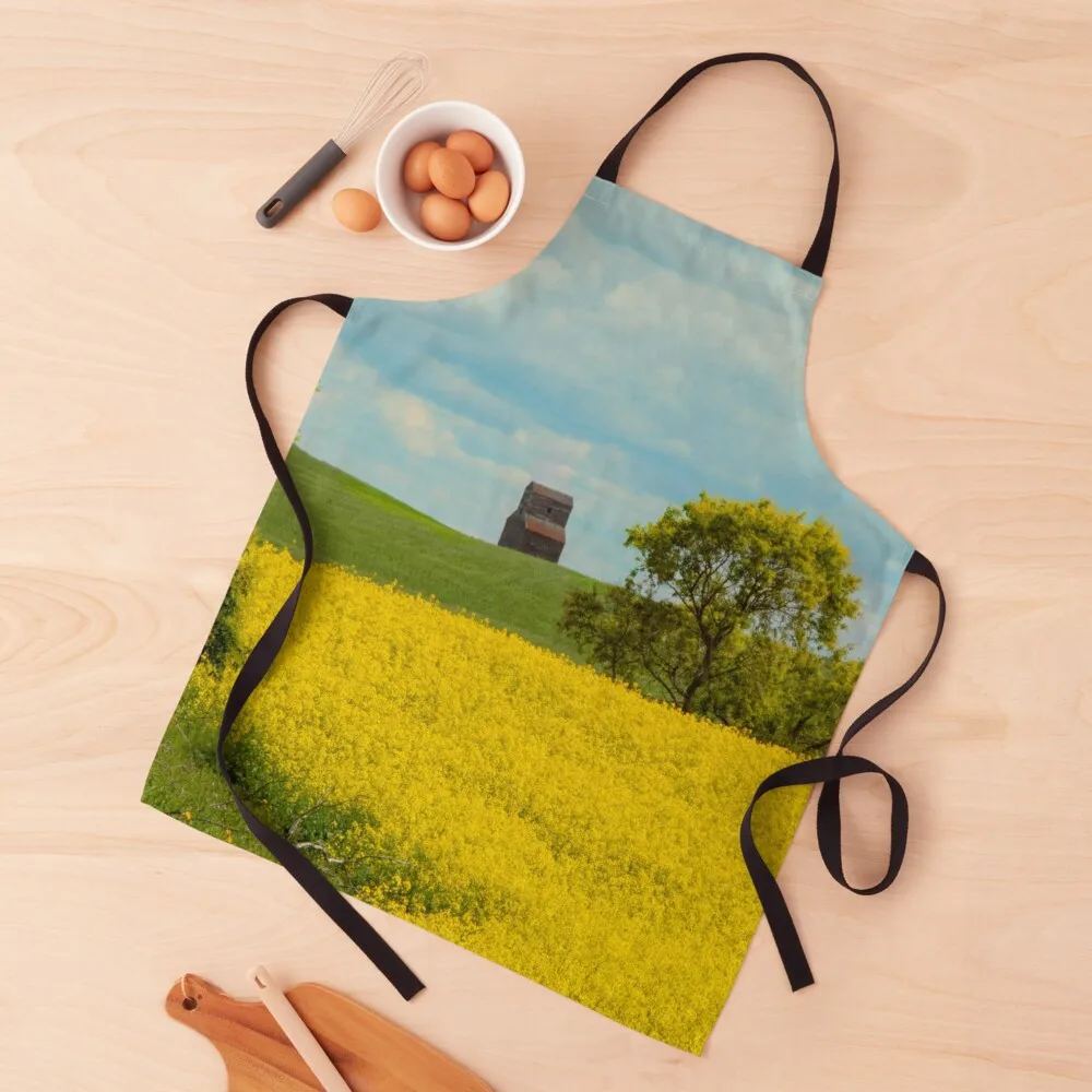 

Grain Elevator and Blooming Canola Apron Household Items Kitchen Aprons For Man Children'S Apron