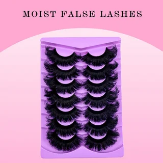 7 Pairs of False Eyelashes, Transparent with Cat-Eye Tail Extensions, Natural and Slender Faux Mink Eyelashes, Fluffy and Soft, for a Natural Makeup Look.