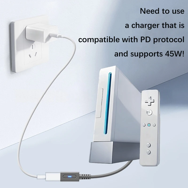 0,12m Ladekabel Typ-C Konvertierungsadapter für Wii-Spielkonsole PD-Stromladegerät Ladekonvertierungskabel Schwarzes Kabel – Detail 1