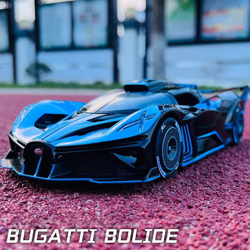 

Модель спортивного автомобиля Bugatti Bolide 1:32, литая металлическая игрушка, Модель гоночного автомобиля, имитация звука, детские подарки