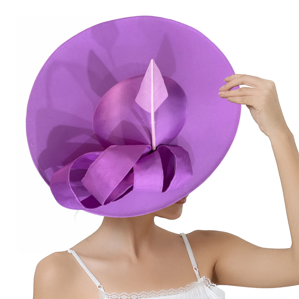 Big Womens Fascinator Headpiece With Bow Decor Hair Clip Elegant Ladies Hat For Wedding Party Tea Party Royal Ascot Formal Occas