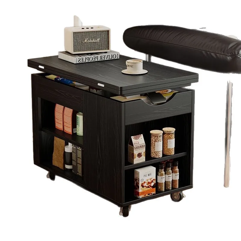 Foldable mobile lifting tea table Small apartment living room Multifunctional tea table