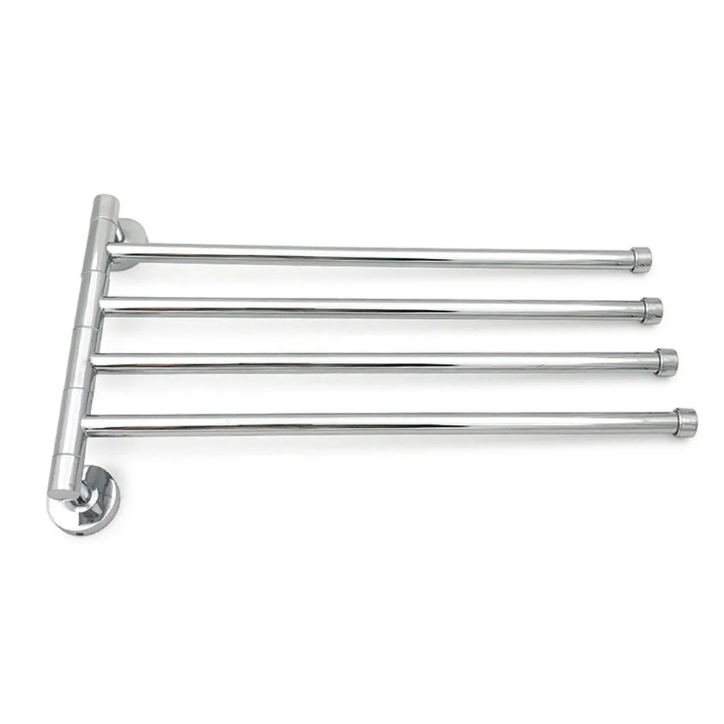 Bathroom Towel Rail Holder with Four Rotating Bars Stainless Steel Wall Mounted Rack for Bath Towel Organization in Bathrooms