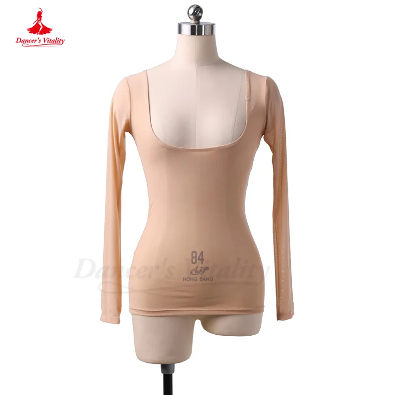 Top de danza del vientre para mujer, de una pieza Blusa de gasa de manga larga, camisetas de baile de Ballet, Body de práctica de danza Oriental