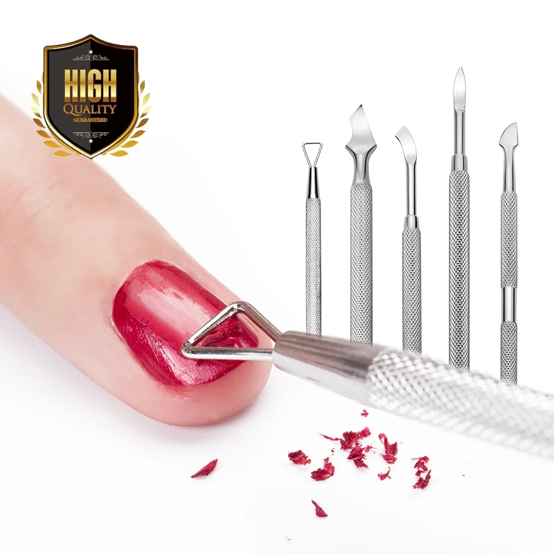 Professional Stainless Steel Cuticle Pusher Double-ended Dead Skin Remover for Nail Art Pedicure Manicure Nail Tools