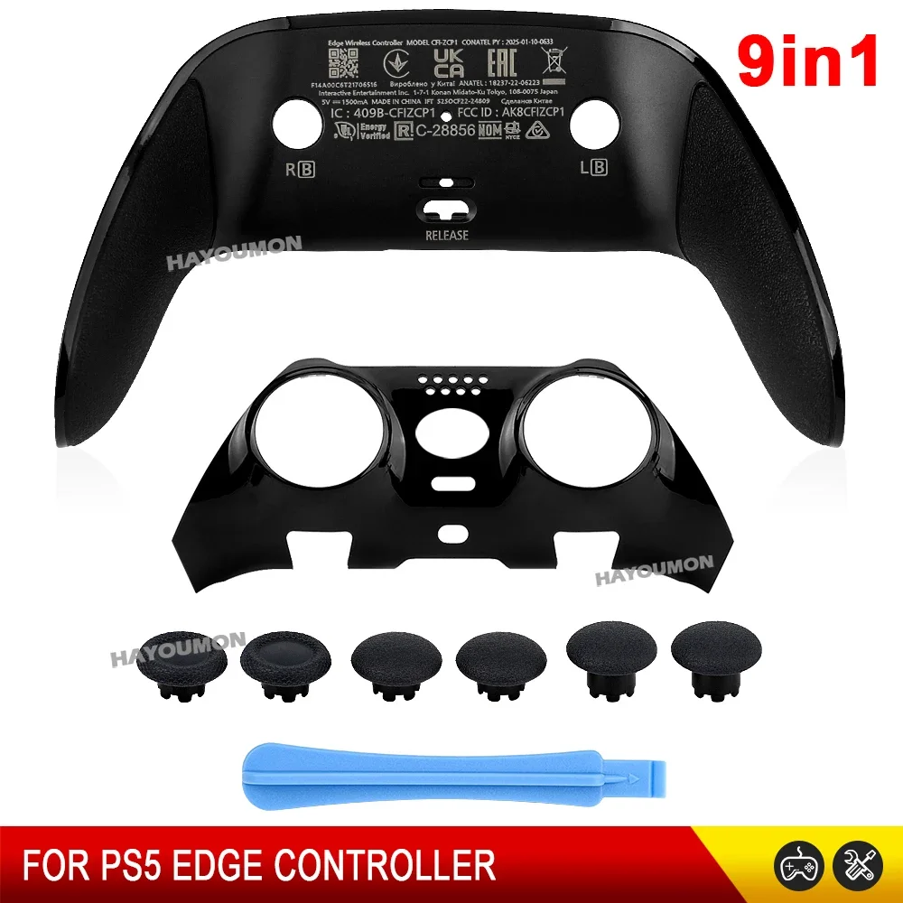 9-in-1 Dekorative Ersatz-Gehäuseabdeckung für PS5 DSE – Ober- und Unterteil, Vorder- und Rückseite, Clip-Gehäuse für PS5 Edge Wireless Controller + Joystick-Kappen