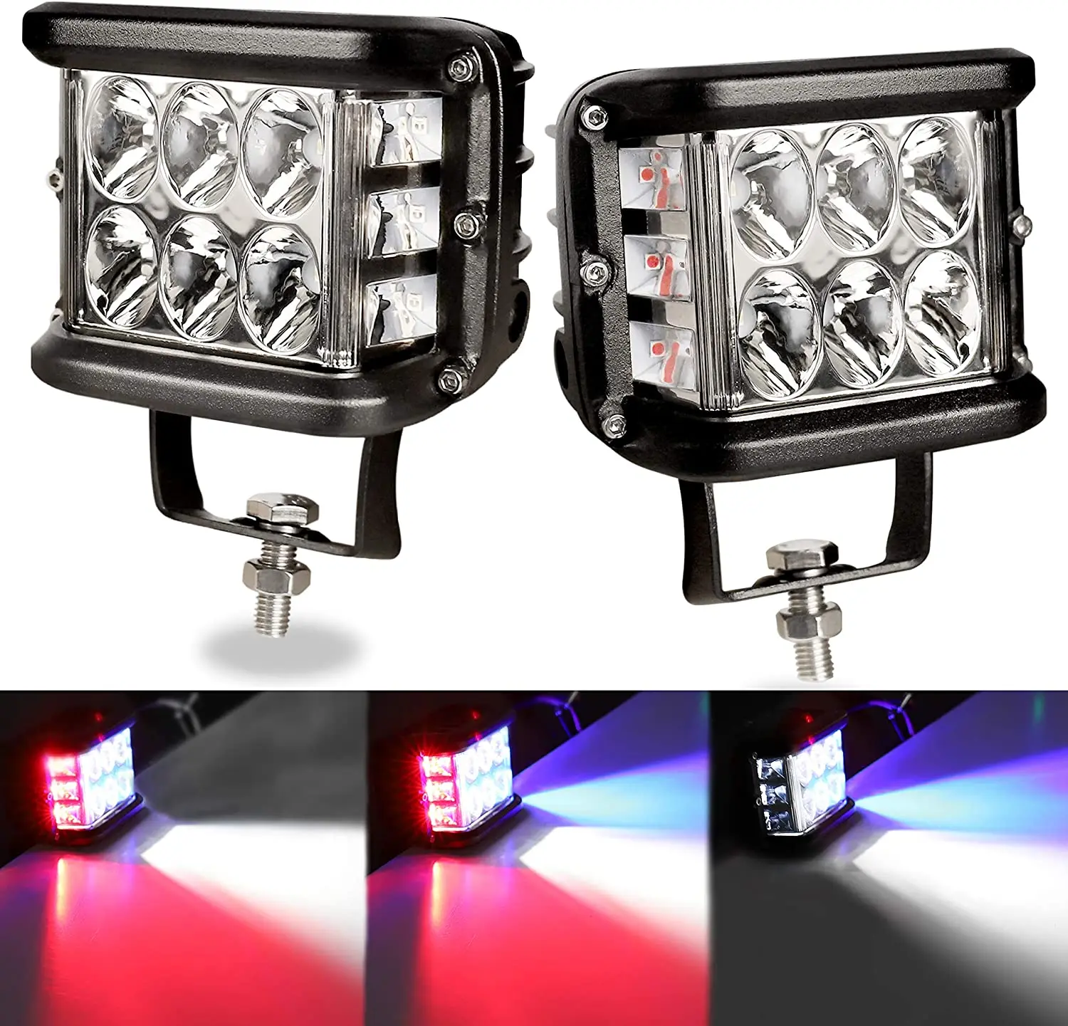 Offroad fog lamp white-red-blue 12 Led 36W double/las319-1