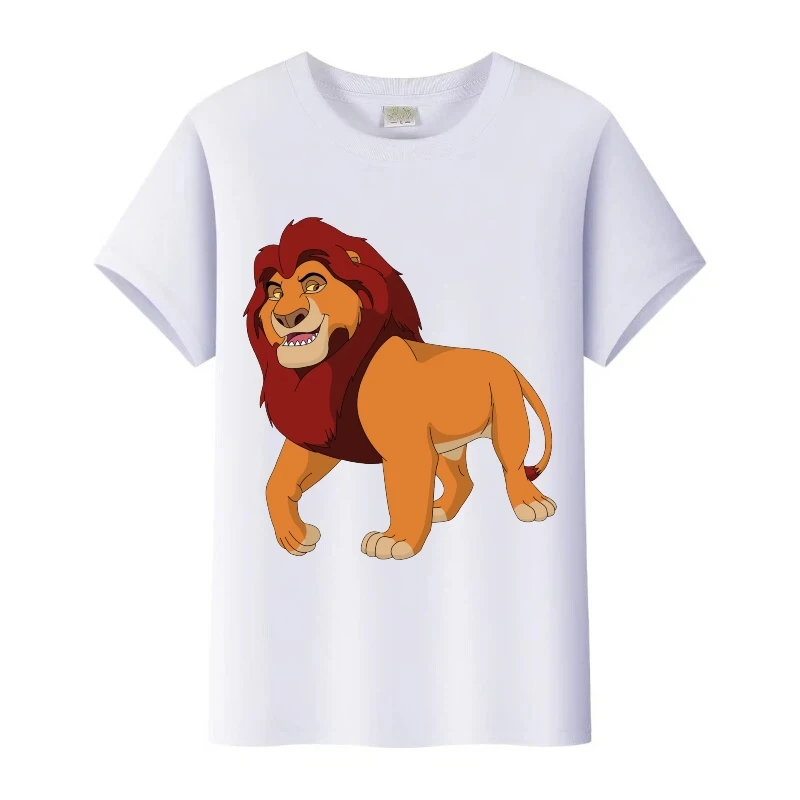 ديزني الأسد الملك الجرافيك التي شيرت Harajuku الاطفال موضة تيز قصيرة الأكمام بلايز رجل البلوزات الأسرة تي شيرت النساء الملابس هدية #3