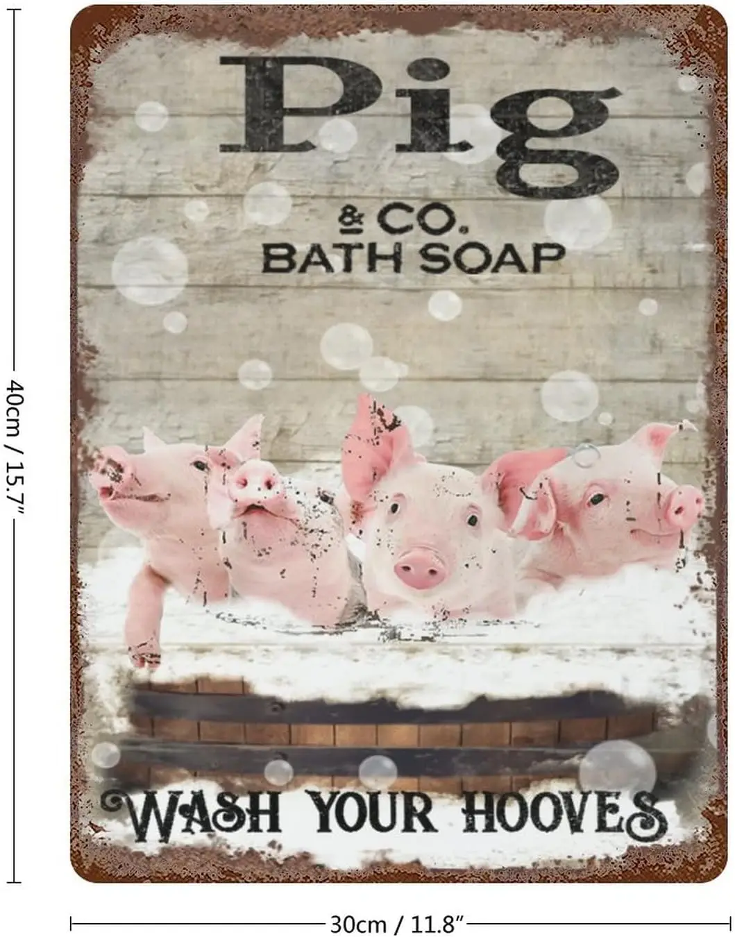 Vintage Iron Hanging Plate Funny Pig Bathroom Metal Tin Sign Pig Wall Decor Toilet Pig Wash Your Hooves Retro Tin Sign