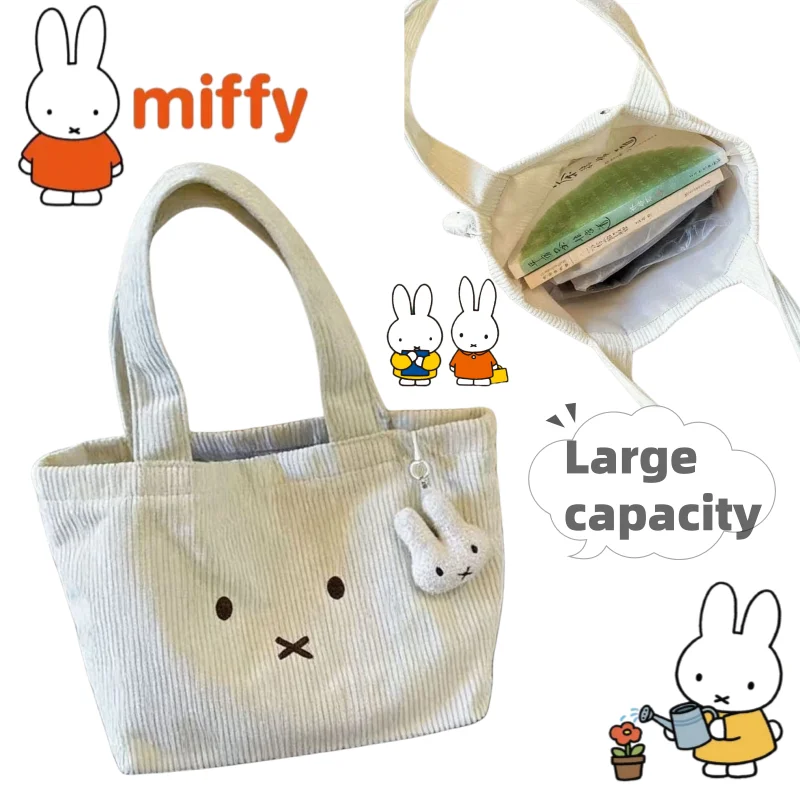 

Miffy handbag with cartoon and cute rabbit print girly style versatile for commuting large capacity portable student tote bag