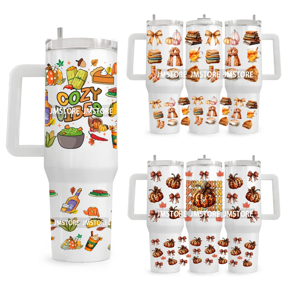 

Leopard Pumpkin Coquette Bow UV DTF 40OZ Tumbler Wrap Ready To Apply Waterproof Custom Logo Fall Autumn Vibes Transfer Stickers