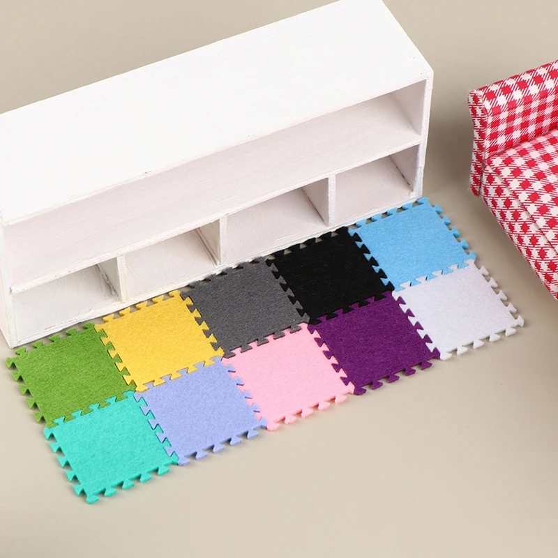 XM New 6Pcs 1:12 Dollhouse Miniature Rug Carpet Multicolor Mat Carpet House Living Room Furniture Living Scene Decor Toy