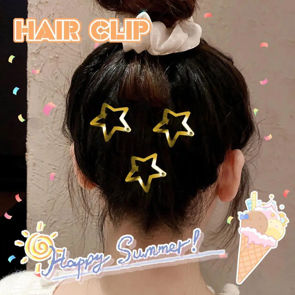 5pcs Mini Gold Star Hair Clips Silver Star BB Hair Clips For Girls Y2k Filigree Star Metal Snap Clip Hairpins Barrettes Gifts