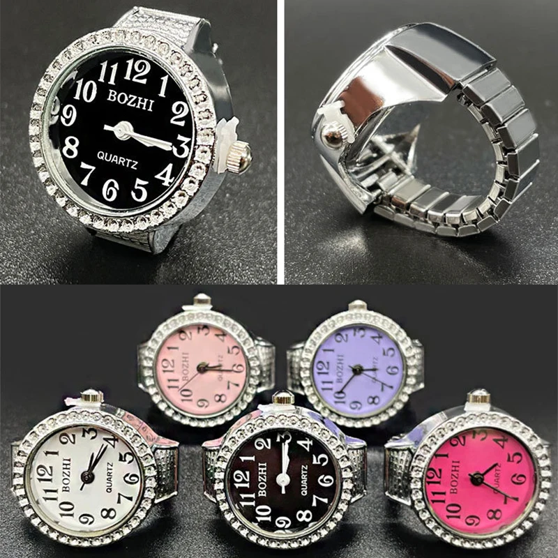 Steel Fun New Roman Quartz Finger Watch Rings Vintage Punk Mini Elastic Strap Alloy Watches Couple Rings Jewelry Clock Women Men