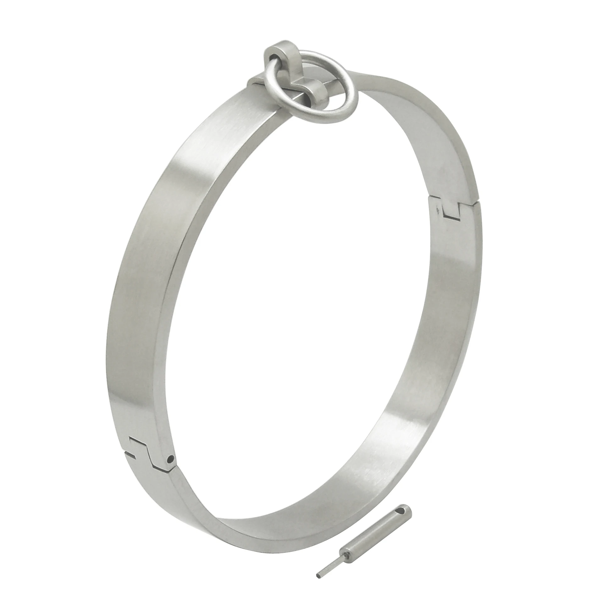 Stainless steel slave collar lockable choker necklace with removable O-ring women fashion jewelry