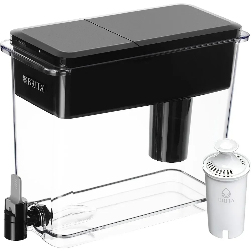 

%a Water Filter Dispenser for Tap and Drinking Water with 1 Standard Filter, Lasts 2 Months, 27-Cup Capacity, BPA Free, Black