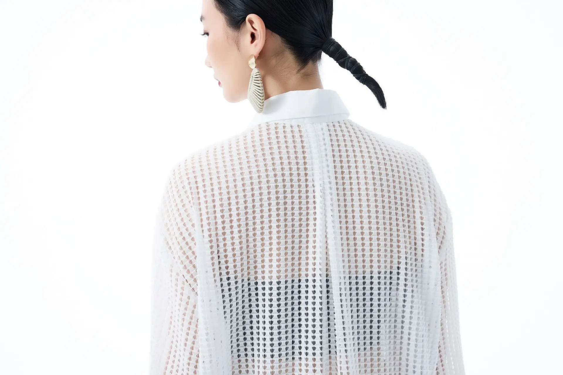 Zomerjurk voor dames, losse damesjurk met mesh-splicing, gepersonaliseerd lang shirt, Koreaanse stijl 2025