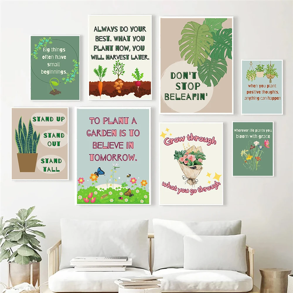 Plant Themed Classroom Wall Decor Greenhouse Garden Theme Poster and Print Growth Mindset Quotes Positive Affirmations Pictures