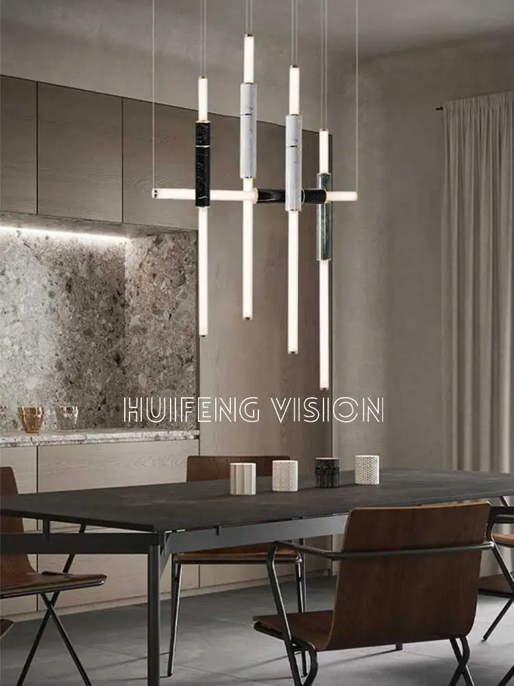 

Nordic High-end Alabaster Linear Natural Marble LED Chandelier,Lustre Suspension Luminaire Lampen for Dining room fixtures