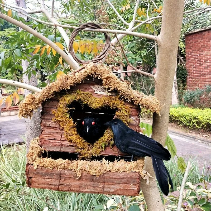 2Pcs Black Feathered Crows Lifelike Simulation Artificial Black Crow Raven Model for Party Home Garden Decoration Figurines​