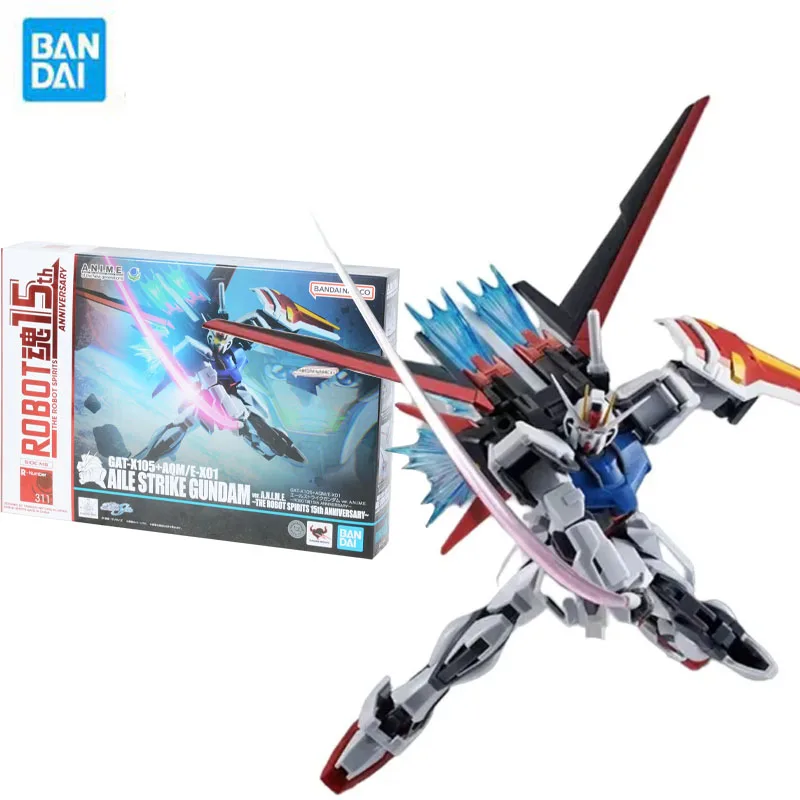 

Bandai Genuine Gundam Model Garage Kit ROBOT Soul 15th Series GAT-X105+AQM/E-X01 AILE STRIKE Anime Action Figure Toys for Boys