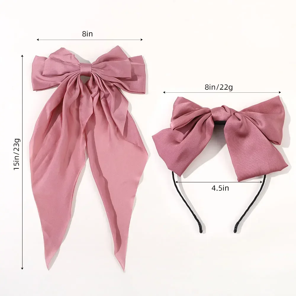 2Pcs/lot Elegant Bow Hair Ribbons Headband for Women Girl Hair Hoop Accessories Simple Black Hairband Set Visible Hair Volume