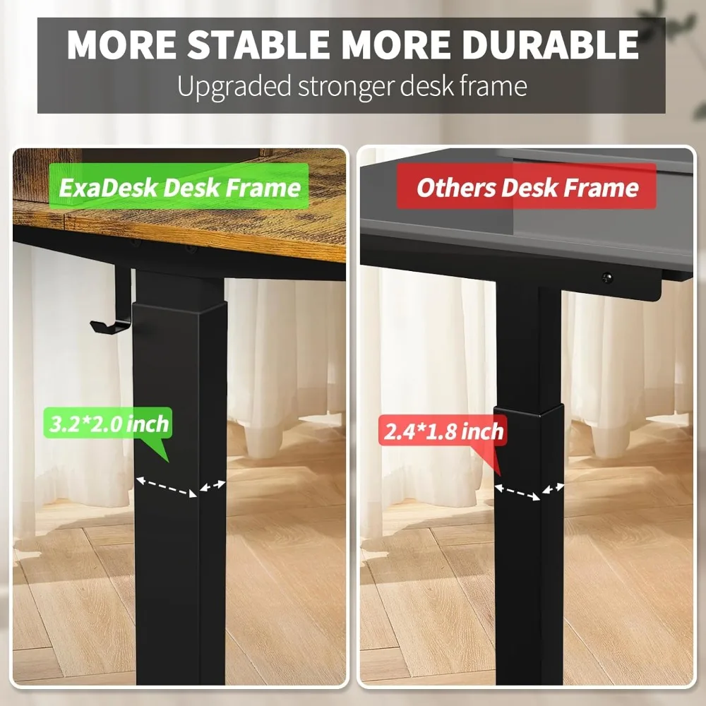 مكتب قائم كهربائي، ارتفاع قابل للتعديل 63 * 30 بوصة مع 4 أدراج، أرفف تخزين مزدوجة مكتب قائم