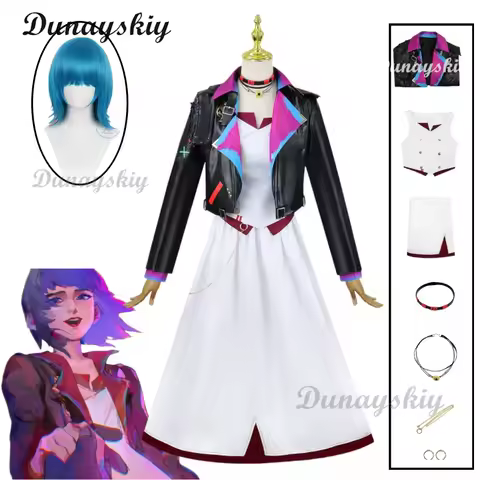 Anime Jinx Arcane Game LOL Cosplay Powder Dress Lolita Blue Wig 3D Props Pow-pow Halloween Christmas Girls Woman Suit Customized