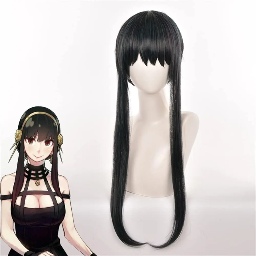 

Аниме Yor Forger - длинный черный парик из волос с косой для фестиваля, праздников, костюмов, вечеринок, парика для женщин и девочек