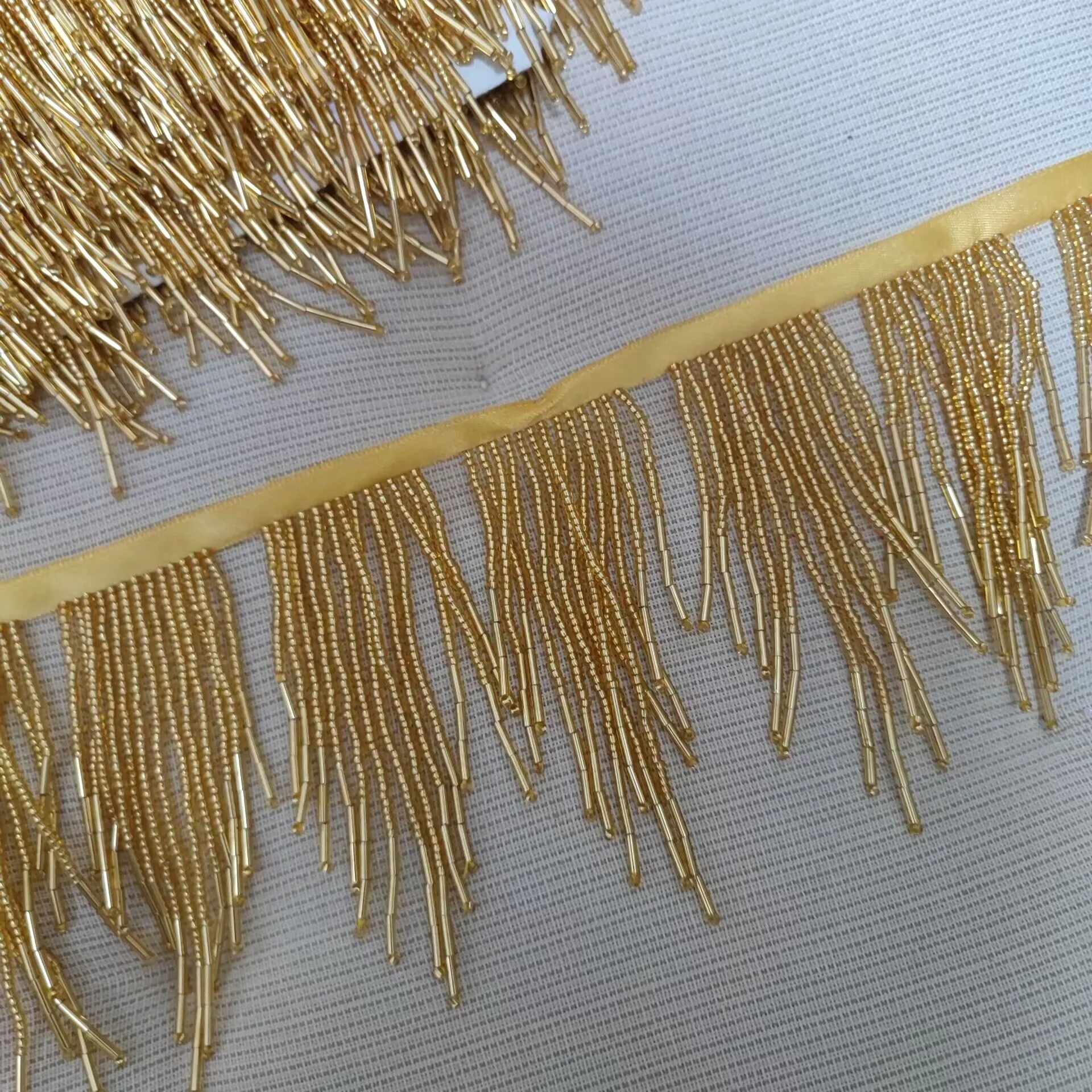 90cm Long 7cm Wide Very Thick Beaded Fringe, Dancewear Craft Lampshade Bead Fringe, Gold, Silver, Black, Custom Colors