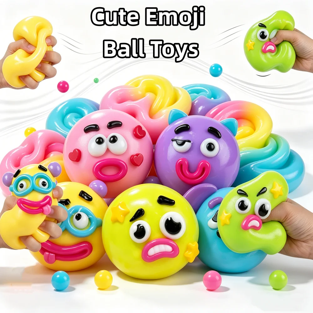 Niedlicher Emoji-Gesichts-Quetschball Weiches Formbares Langsam Zurückfederndes Squishy-Spielzeug zur Stresslinderung Sensorisches Gadget für Kinder und Erwachsene