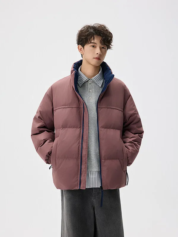 

Модная белая мужская пуховая куртка с воротником-стойкой, утепленная, повседневная верхняя одежда для студентов и молодежи