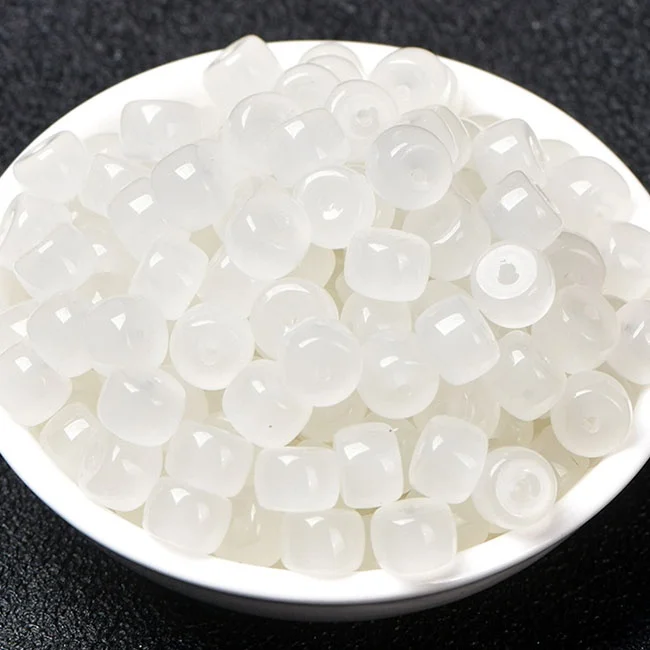 4A White Jade Barrel Genuine Quartz Crystal Single Bead DIY Jewelry Material