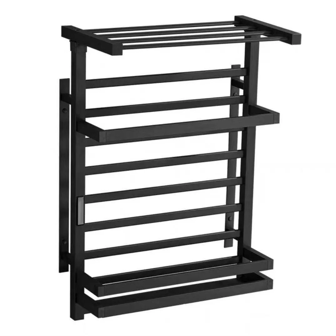 Black and white bathroom accessories storage drying rack digital display constant temperature timer electric heated towel rack