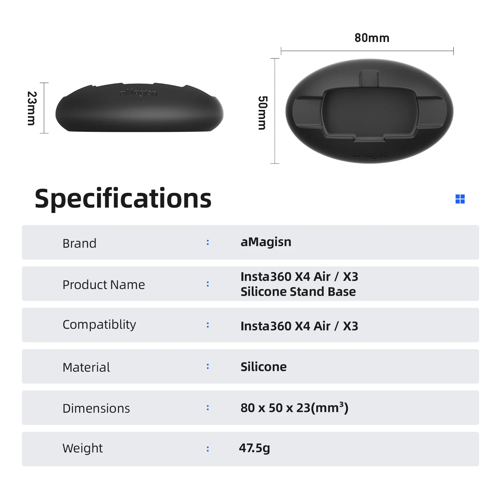 aMagisn Non-Slip Silicone Base for Insta360 X4 Air - Multi-Purpose Desktop & Car Mount for Insta 360 X3/X4 Air Accessories view 6