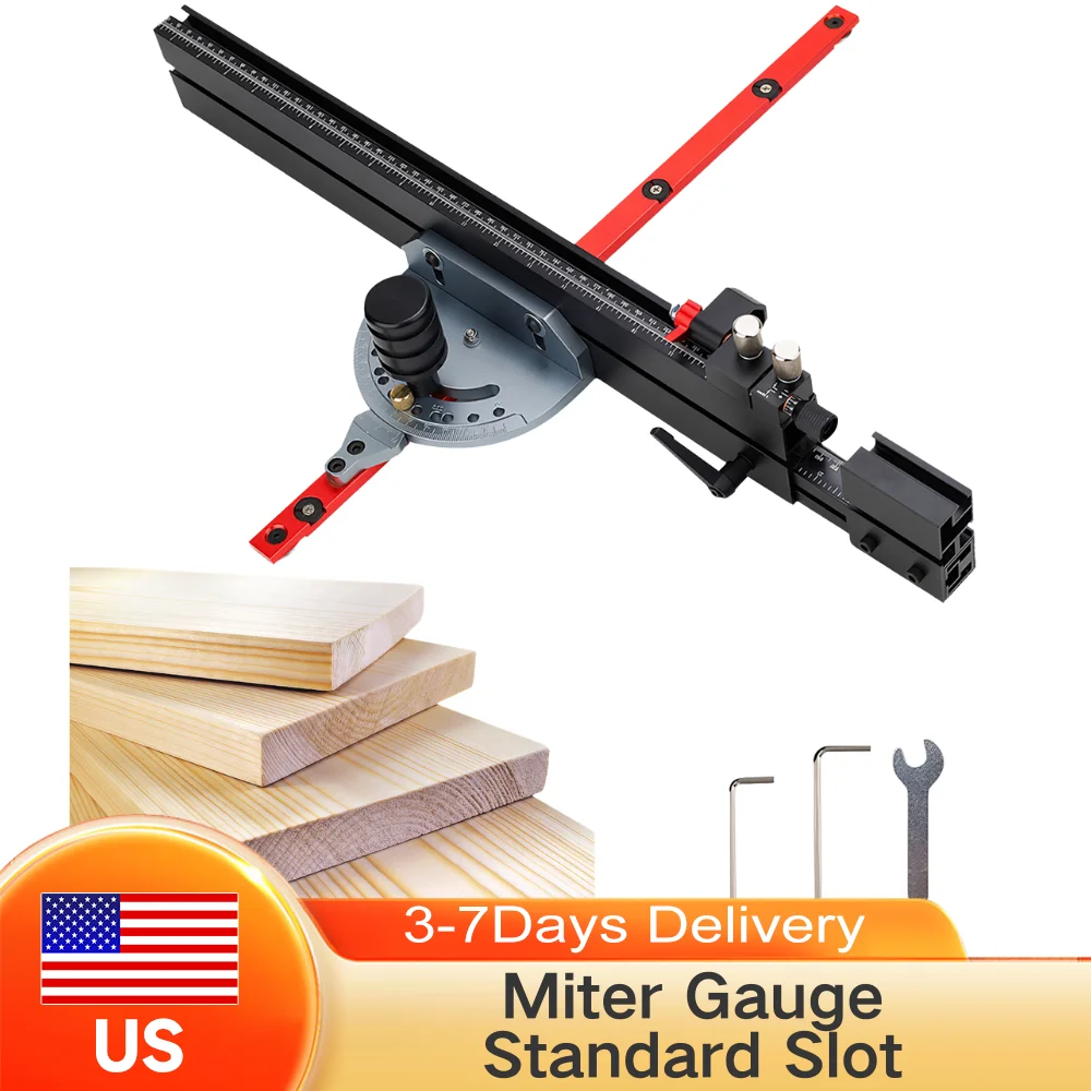 

Woodworking Miter Gauge 3/4 X 3/8 Inches Adjustable Standard Slot Table Saw Precision Miter Gauge System 11 Preset Angles Dual