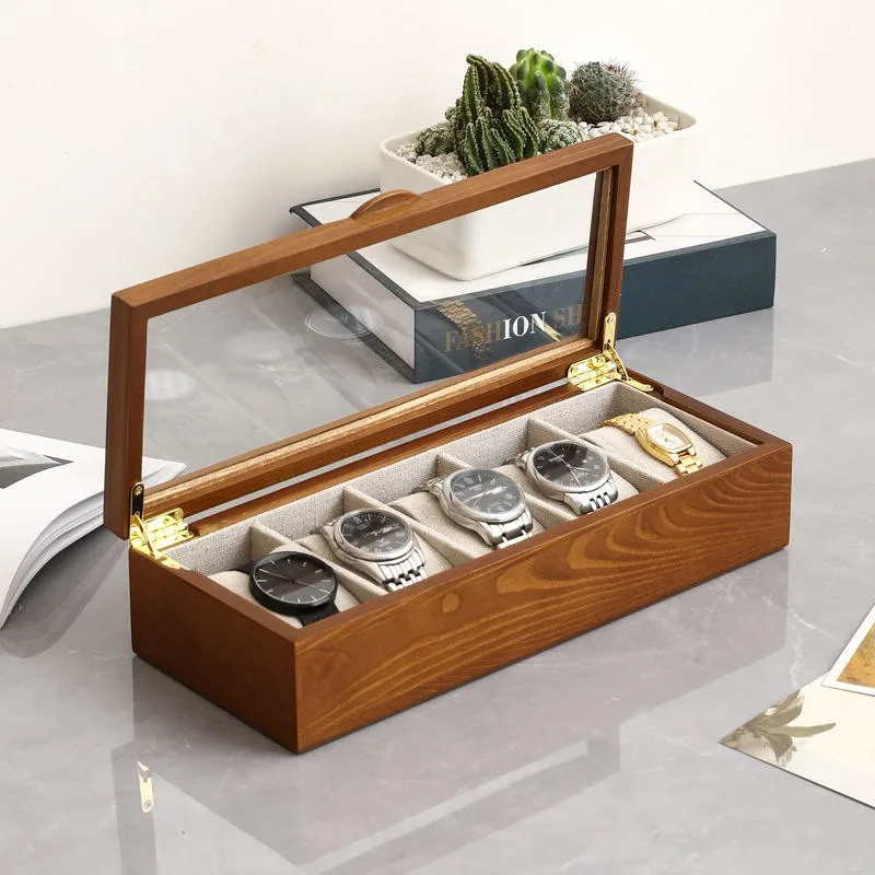 Solid Wood Watch Storage Box, Watch Jewelry Organizer Case, Bracelet Trinket Box, Gift-Ready Jewelry Organizer