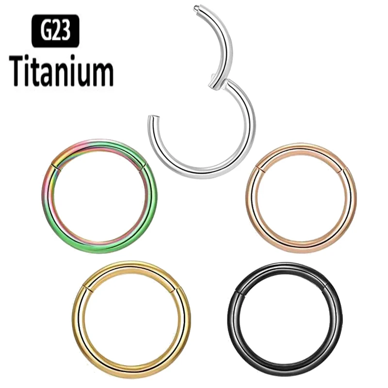 G23 Titanium Nose Ring Mixed Color Body Clips Hoop for Women Men Cartilage Piercing Jewelry Segment Solderless Lip Rings Earring