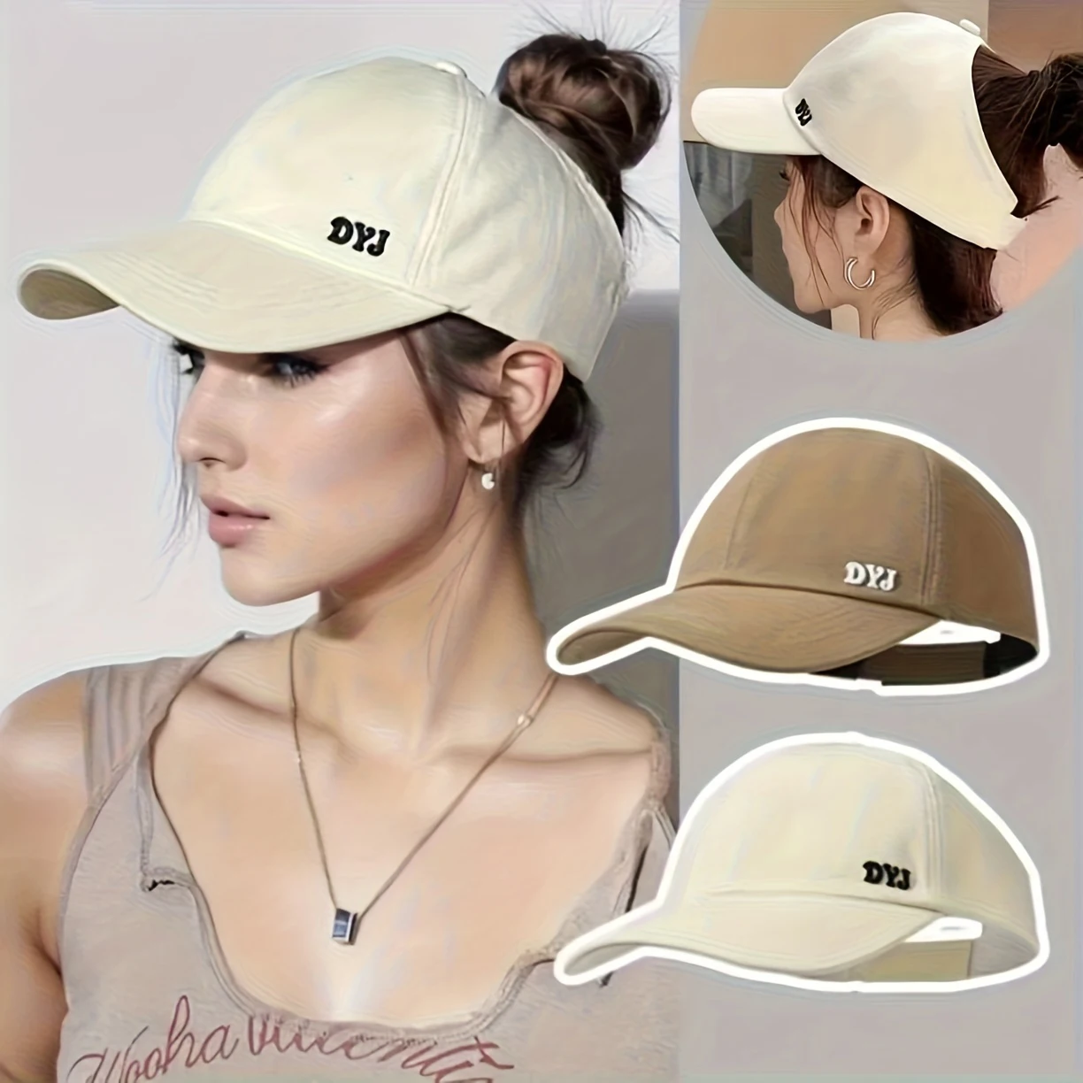 

Женская повседневная универсальная бейсболка, студенческая бейсболка для высокого хвоста, летняя повседневная кепка-уточка с открытым верхом, с надписью Em