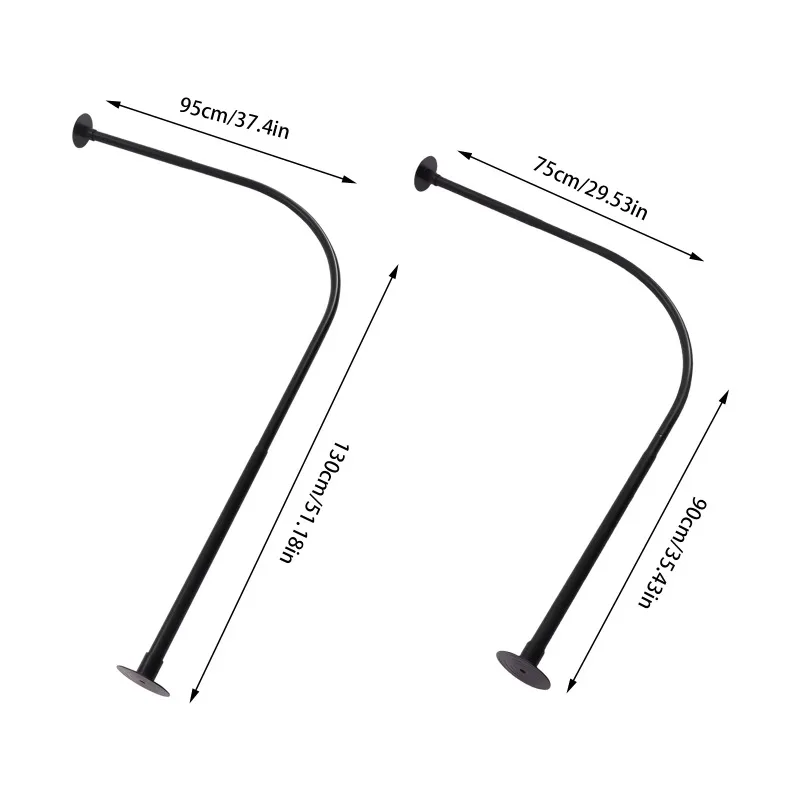

【Best Choice】Shower Curtain Rail L Shape, Corner Telescopic Rod with Curtain Rings, for Wardrobe Bathroom, No Drilling, Stainles