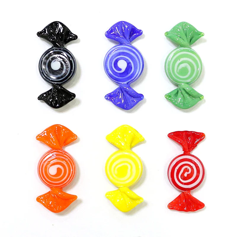 6pcs Rainbow Colored Lovely Murano Glass Sweets Candy Craft Ornaments Home Desktop Decor Party Birthday Wedding Christmas Gifts