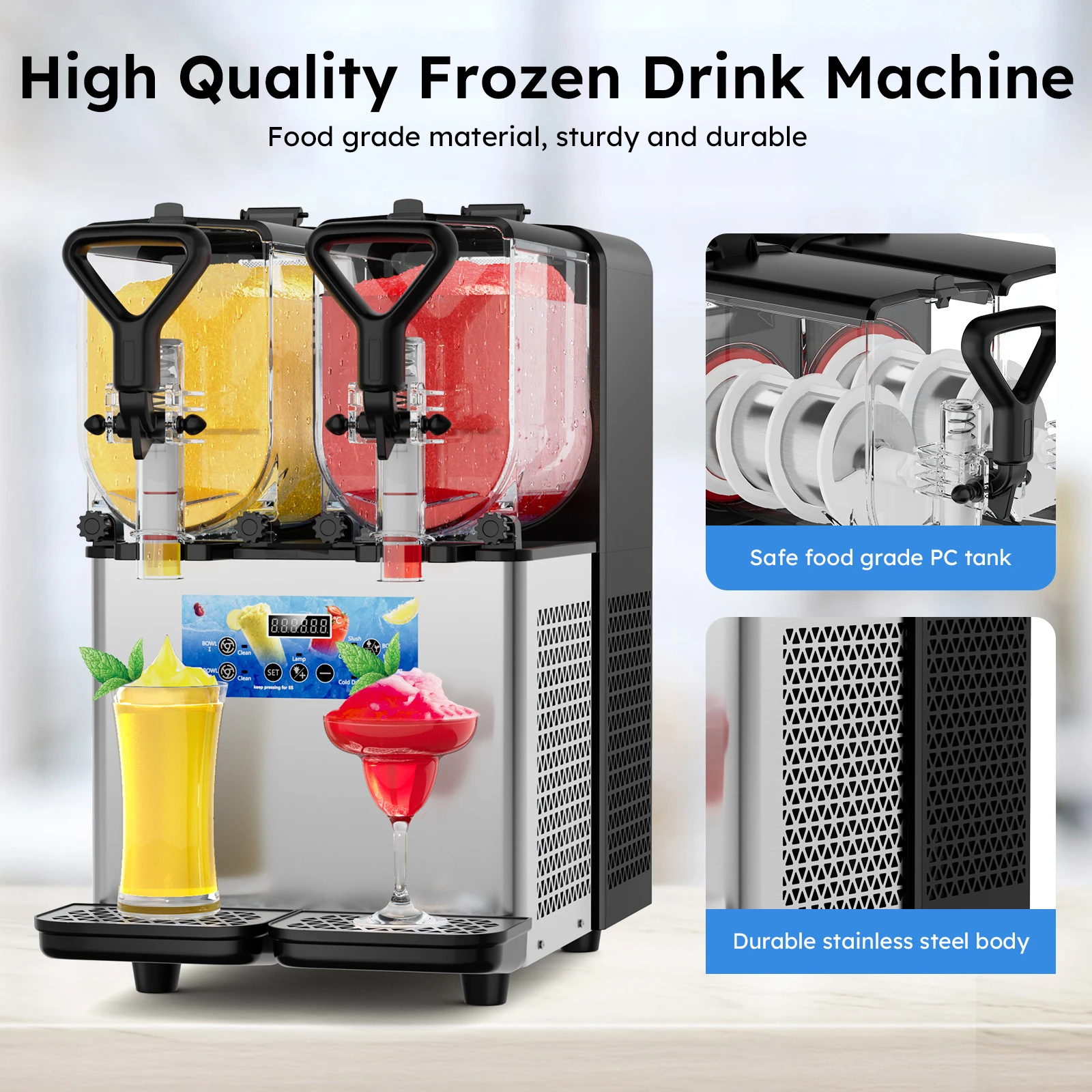 3/6L Commercial Slushie Machine Slush Maker Frozen Drink Maker Dispenser Ice-Cool Juice Smoothie Granita Vending Machine 110V