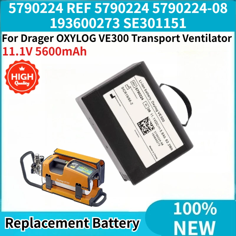 

100% New High Quality 5790224 Battery 11.1V 5600mAh for Drager OXYLOG VE300 Transport Ventilator Replacement Battery